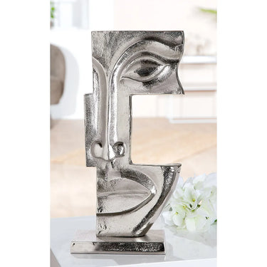 Skulptur – Antik Oberfläche, Gesicht Design, Silber Optik, Höhe 40 cm - Big Lips | Gilde