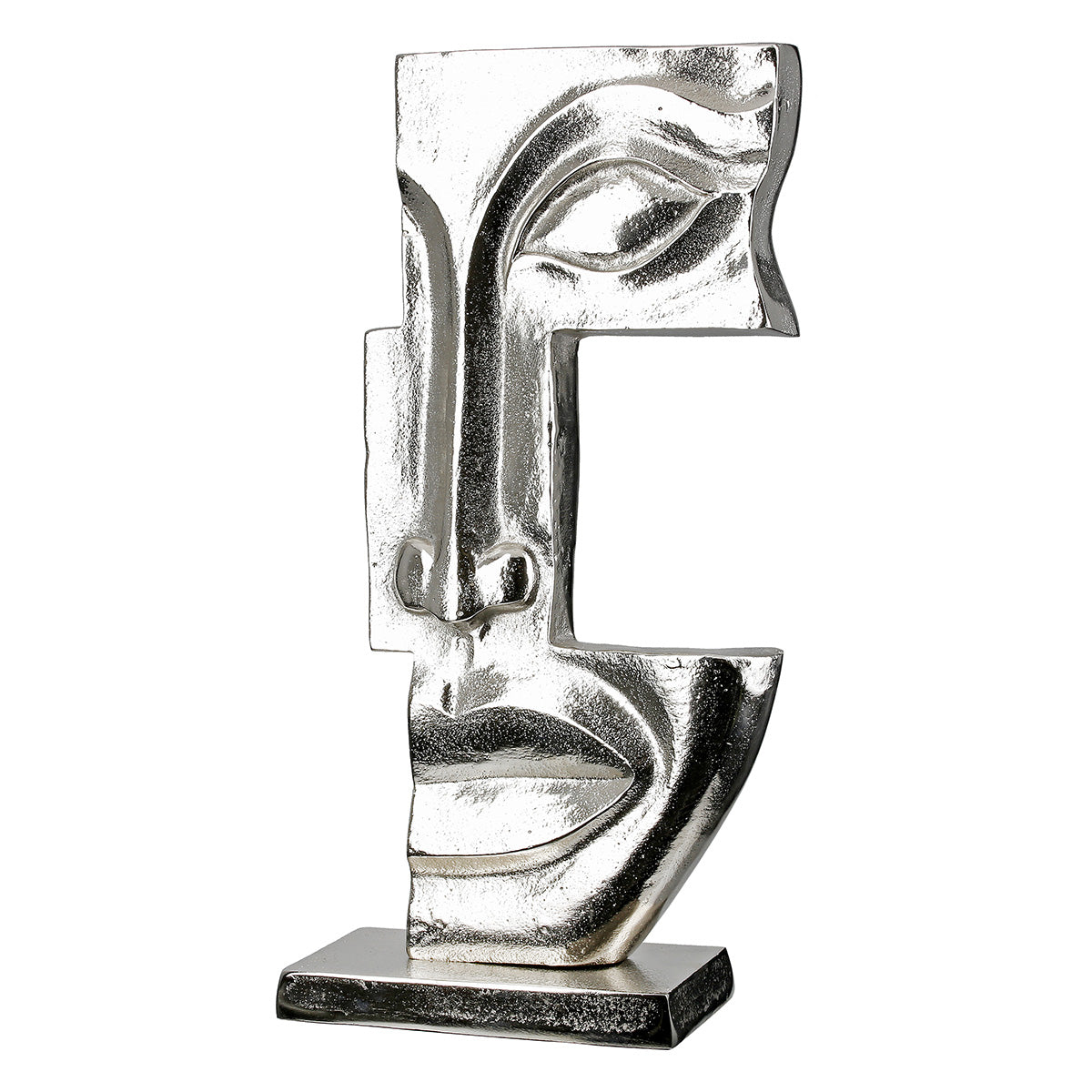 Skulptur – Antik Oberfläche, Gesicht Design, Silber Optik, Höhe 40 cm - Big Lips | Gilde