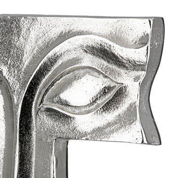 Skulptur – Antik Oberfläche, Gesicht Design, Silber Optik, Höhe 40 cm - Big Lips | Gilde