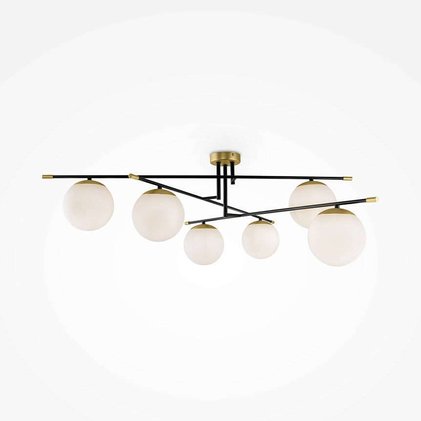 Ceiling light gold-black opal glass shades 6×E14 – MOD048CL-06G | Maytoni