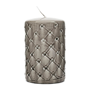 Stumpenkerze Beige mit Karo - Druck Paraffin (ØxH 9,5x15) - Pillar | Rivièra Maison - Esszett Luxury | Stilvolles Wohnen mit Charakter