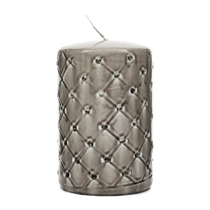Stumpenkerze Beige mit Karo - Druck Paraffin (ØxH 9,5x15) - Pillar | Rivièra Maison - Esszett Luxury | Stilvolles Wohnen mit Charakter