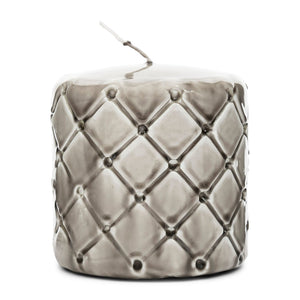 Stumpenkerze Beige Karomuster Paraffin (ØxH 9,5x10) - Pillar | Rivièra Maison - Esszett Luxury | Stilvolles Wohnen mit Charakter