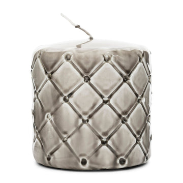Stumpenkerze Beige Karomuster Paraffin (ØxH 9,5x10) - Pillar | Rivièra Maison - Esszett Luxury | Stilvolles Wohnen mit Charakter