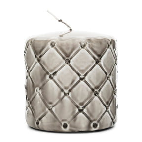 Stumpenkerze Beige Karomuster Paraffin (ØxH 9,5x10) - Pillar | Rivièra Maison - Esszett Luxury | Stilvolles Wohnen mit Charakter