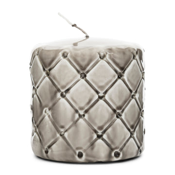 Stumpenkerze Beige Karomuster Paraffin (ØxH 9,5x10) - Pillar | Rivièra Maison - Esszett Luxury | Stilvolles Wohnen mit Charakter