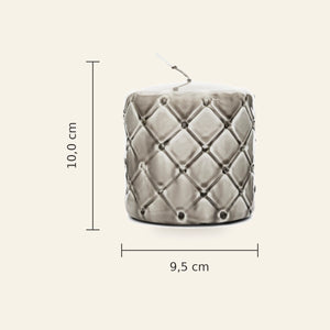 Pillar Candle Beige Plaid Pattern Paraffin (ØxH 9.5x10) - Pillar | Rivièra Maison