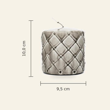 Pillar Candle Beige Plaid Pattern Paraffin (ØxH 9.5x10) - Pillar | Rivièra Maison