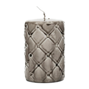 Stumpenkerze Beige, Rautenmuster, Paraffin (ØxH 7x10) - Pillar | Rivièra Maison