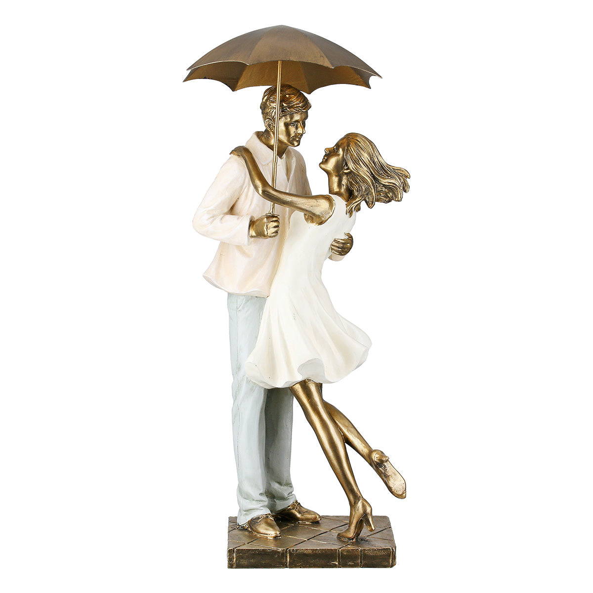 Skulptur – Metallische Optik, Paar Design, Goldene Akzente - Love in the Rain | Gilde