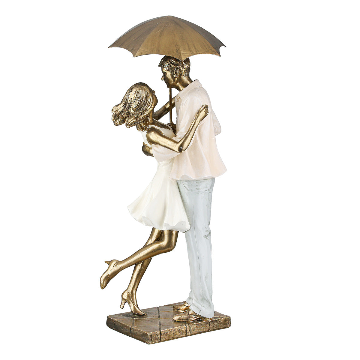Skulptur – Metallische Optik, Paar Design, Goldene Akzente - Love in the Rain | Gilde