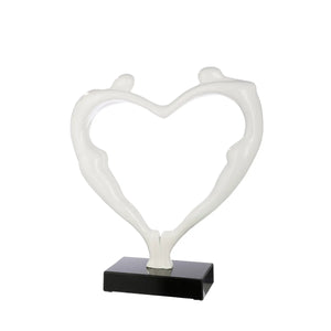 Skulptur – Glänzende Oberfläche, Herz Design, Marmorsockel - Herzpaar | Gilde