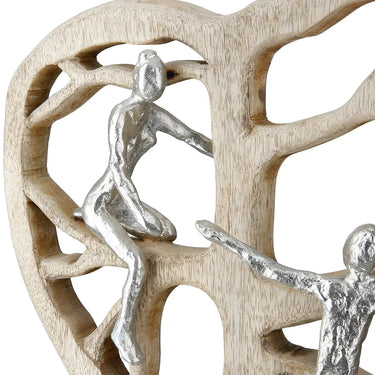 Skulptur – Herzform, Natürliches Mangoholz, Silberne Akzente - Herzbaum | Gilde