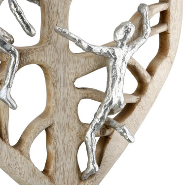 Skulptur – Herzform, Natürliches Mangoholz, Silberne Akzente - Herzbaum | Gilde