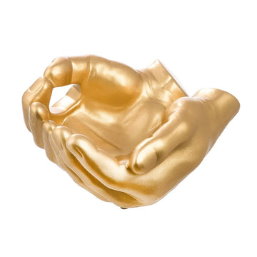 Dekoschale – Goldene Keramik, Glänzende Oberfläche, Händeform - Buddha | Gilde