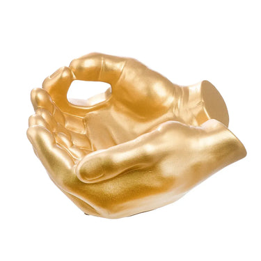 Dekoschale – Goldene Keramik, Glänzende Oberfläche, Händeform - Buddha | Gilde