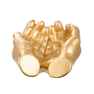 Dekoschale – Goldene Keramik, Glänzende Oberfläche, Händeform - Buddha | Gilde