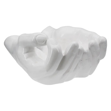 Dekoschale – Weiße Keramik, Glänzende Oberfläche, Händeform - Buddha | Gilde