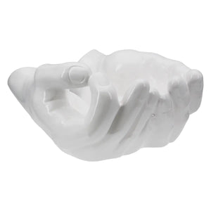 Dekoschale – Weiße Keramik, Glänzende Oberfläche, Händeform - Buddha | Gilde