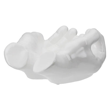Dekoschale – Weiße Keramik, Glänzende Oberfläche, Händeform - Buddha | Gilde