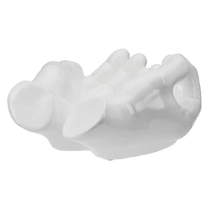 Dekoschale – Weiße Keramik, Glänzende Oberfläche, Händeform - Buddha | Gilde