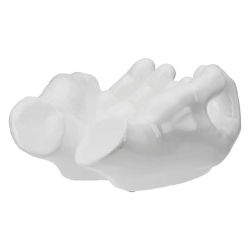 Dekoschale – Weiße Keramik, Glänzende Oberfläche, Händeform - Buddha | Gilde