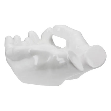 Dekoschale – Weiße Keramik, Glänzende Oberfläche, Händeform - Buddha | Gilde
