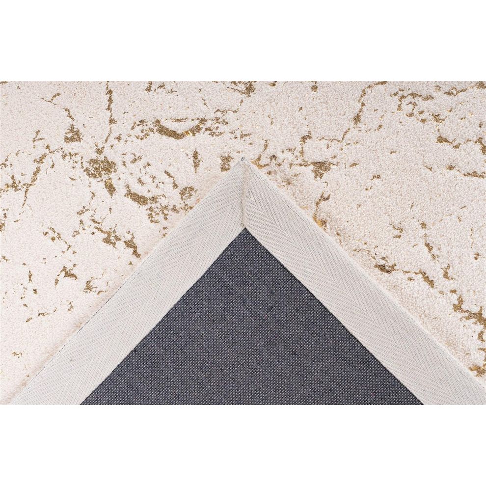 Teppich – Creme / Gold Farbe, Weicher Flor, Glanz Muster, 150 cm - Bijou 225 | Kayoom