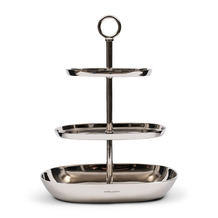 Etagere 3-stöckig Silber mit Griffen – Bexley Oval | Rivièra Maison image
