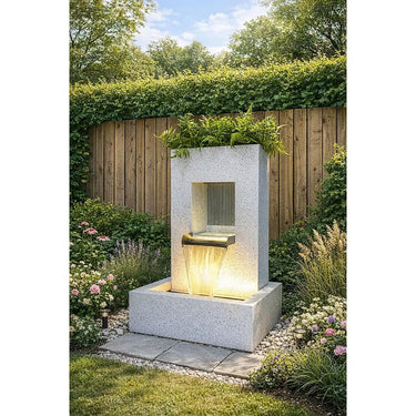 Brunnen – Weißer Zinkkörper, Leuchtende Streifen, Herausnehmbarer Einsatz - Gocta | Gilde