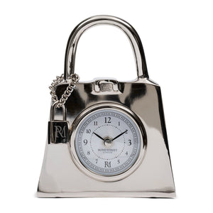 Tischuhr Aluminium Silber in Taschenform 19 cm 1 – Lovely Bag | Rivièra Maison - Esszett Luxury | Stilvolles Wohnen mit Charakter