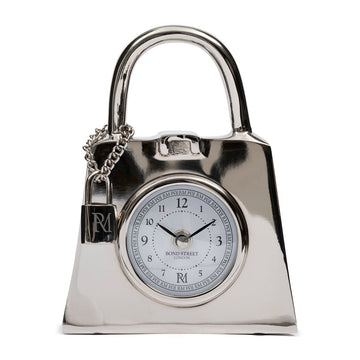 Tischuhr Aluminium Silber in Taschenform 19 cm 1 – Lovely Bag | Rivièra Maison - Esszett Luxury | Stilvolles Wohnen mit Charakter