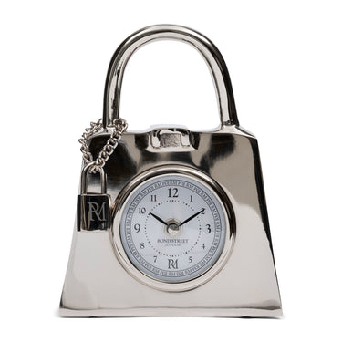 Tischuhr Aluminium Silber in Taschenform 19 cm 1 – Lovely Bag | Rivièra Maison - Esszett Luxury | Stilvolles Wohnen mit Charakter