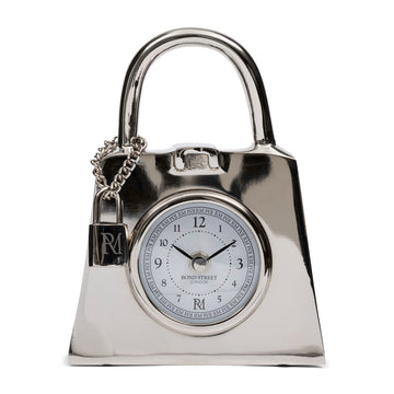 Tischuhr Aluminium Silber in Taschenform 19 cm 1 – Lovely Bag | Rivièra Maison - Esszett Luxury | Stilvolles Wohnen mit Charakter