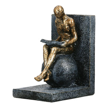 Buchstützen – Graue Kunstharz, Metallische Optik, Figurenmotiv | Gilde