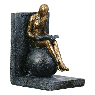 Buchstützen – Graue Kunstharz, Metallische Optik, Figurenmotiv | Gilde