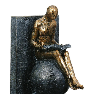 Buchstützen – Graue Kunstharz, Metallische Optik, Figurenmotiv | Gilde