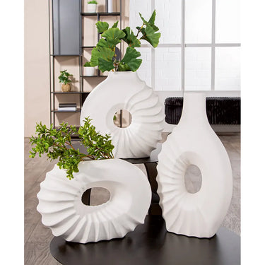 Vase – Weiße Keramik, Matte Oberfläche, Wasserdichtes Material - Pula | Gilde