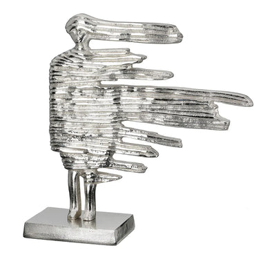 Skulptur – Silbernes Aluminium, Frauenmotiv, Fester Sockel - Verwehung | Gilde