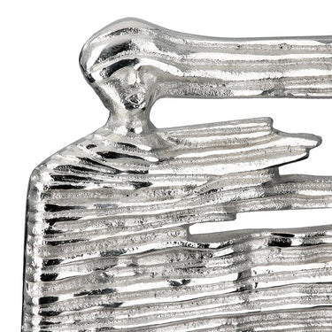 Skulptur – Silbernes Aluminium, Frauenmotiv, Fester Sockel - Verwehung | Gilde