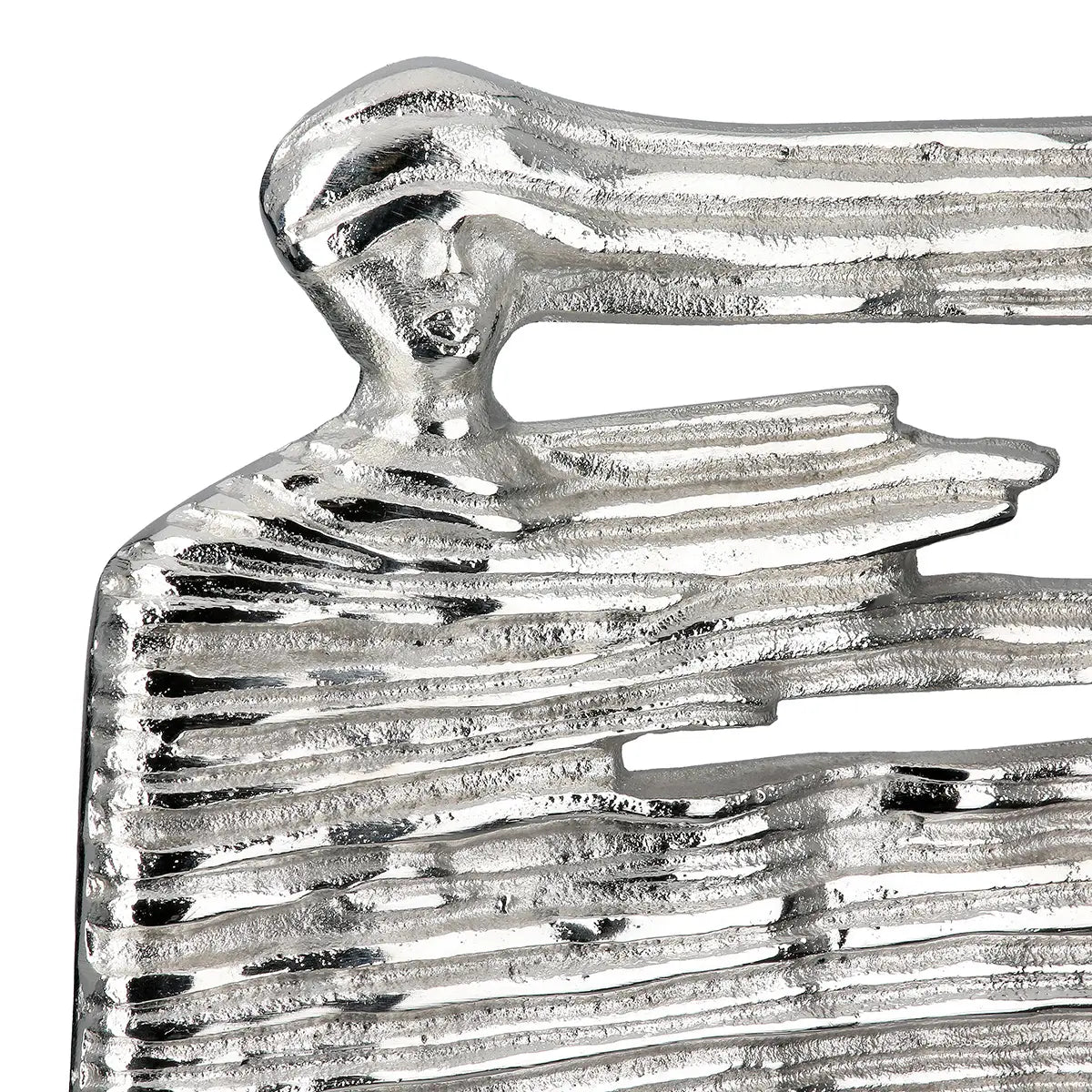 Skulptur – Silbernes Aluminium, Frauenmotiv, Fester Sockel - Verwehung | Gilde