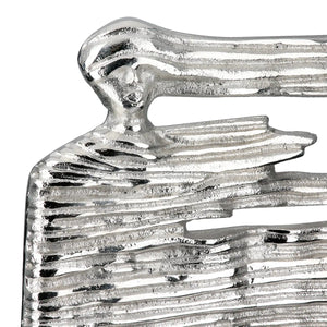 Skulptur – Silbernes Aluminium, Frauenmotiv, Fester Sockel - Verwehung | Gilde