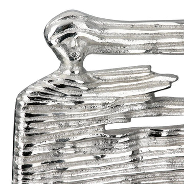 Skulptur – Silbernes Aluminium, Frauenmotiv, Fester Sockel - Verwehung | Gilde