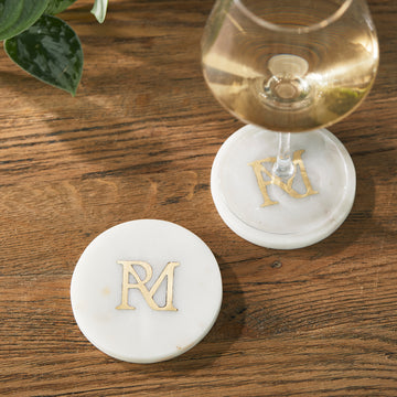 Untersetzer - Set Weiß/Gold Hochwertiger Marmor - Luxuriöses Design | Rivièra Maison - Esszett Luxury | Stilvolles Wohnen mit Charakter