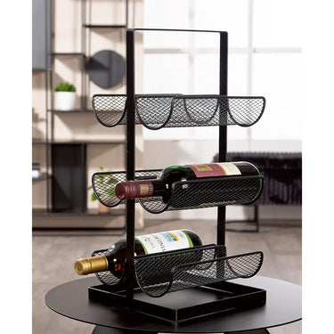 Weinregal – Schwarzes Metall, Matte Oberfläche, Sechs Flaschen - Stock | Gilde