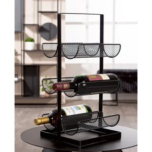 Weinregal – Schwarzes Metall, Matte Oberfläche, Sechs Flaschen - Stock | Gilde