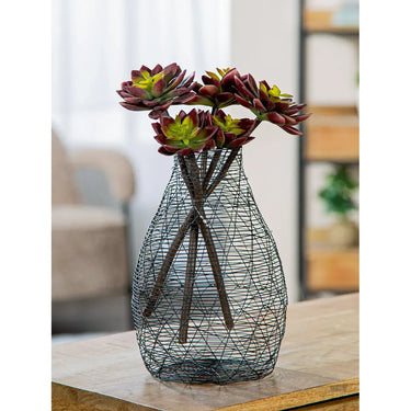 Vase – Schwarzes Metall, Bauchige Form, Dekorative Nutzung - Wire | Gilde
