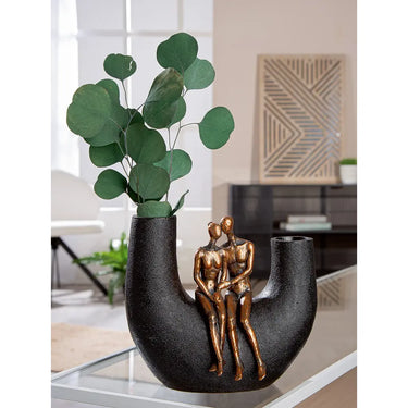 Vase – Schwarzes Kunstharz, Metallische Optik, Figurenform - Movement | Gilde