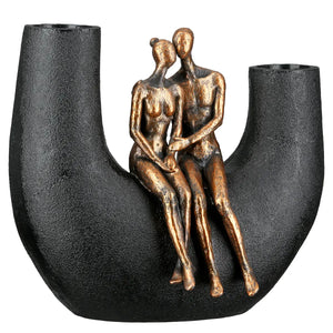 Vase – Schwarzes Kunstharz, Metallische Optik, Figurenform - Movement | Gilde