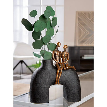 Vase – Schwarzes Kunstharz, Metallische Optik, Figurenform - Movement | Gilde